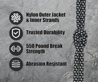 BORED? PARACORD! 550 lb Paracord - Ideal for Crafting, Camping, DIY Projects, Active & Military Outdoors - Strong Survival Rope - Tactical Parachute Cord Type III - Silver Diamonds 1000 Feet