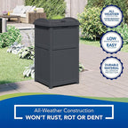 Suncast 3 Pack Trash Hideaway Refuse Container, Stylish Resin Outdoor Garbage Bin with Latching Lid, 30 to 33 Gallon Capacity, Cyberspace