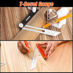 4Pcs Woodworking Tools -7''Aluminum Rafter Square,12''Adjustable Protractor Angle Finder,10'Woodworking Square Ruler and T-Bevel Gauge-1/16 Precision…