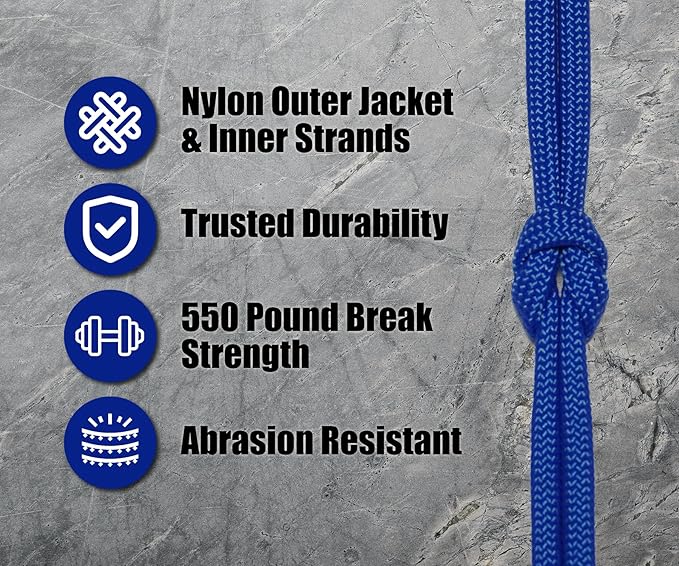 BORED? PARACORD! 550 lb Paracord - Ideal for Crafting, Camping, DIY Projects, Active & Military Outdoors - Strong Survival Rope - Tactical Parachute Cord Type III - Royal Blue 100 Feet