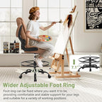 500LBS Drafting Chair, High Back Safer Standing Desk Chair, Executive Tall Office Chair with Flip-up Armrests, Upholstered PU Leather Task Chair, Ergonomic Seat with Adjustable Height&Foot Ring, Brown