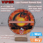14 Inch 5-Pack Viper Laser Concrete Diamond Blade – Professional Grade for Concrete, Brick, Block, Stone & Pavers – Precision Cutting Disc for Electric or Gas Saws Wet/Dry, 1"-20mm Arbor (14" 5pcs)