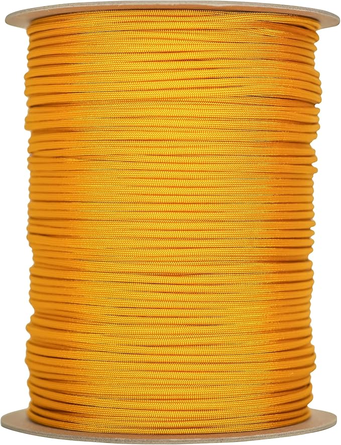 The Paracord Store | Type III 550 Paracord - 250 FT Spool, Goldenrod | Heavy Duty 7 Strand Tactical Paracord - USA Made Nylon Outdoor Parachute Cord for Camping, Fishing & More - Survival Cord