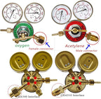 2 Piece Dual Welding Gas Gauges Oxygen (CGA-540) and Acetylene (CGA-510) Regulators Combo（Two-piece suit ）
