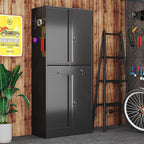 71" Metal Garage Storage Cabinet with 8 Hooks and Pegboards,2 Drawer Tool Storage with Locking Doors and Adjustable Shelves,Heavy Duty Steel Tool Cabinet for Garage, Warehouse