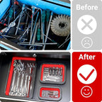 Collapsible Magnetic Parts Tray Set, Magnetic Tray for Mechanic's, 3 Different Size Tool Trays for Small Metal Parts, Cool Mechanic Tools, Cool Gifts for Mechanic (Red)