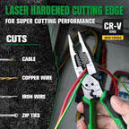 SK 8-Inch Multi-use Long Nose Pliers, Needle Nose Pliers, 7 IN 1, Premium CR-V Steel Construction, Ergonomic Anti-slip Handle for Comfortable Grip