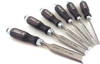 Narex 6 pc Set 6 mm (1/4), 10 (3/8), 12 (1/2), 16 (5/8), 20 (13/16), 26 (1-1/16) Woodworking Chisels in Wooden Presentation Box 853053