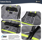 JKSafety Hi Vis Reflective Safety Vests for Men Women High Visibility Vest with Pockets Mesh Fabric Construction Safety Apparel Neon Vest for Work (220-Grey 5XL)