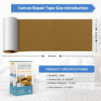 KING MOUNTAIN Canvas Repair Tape,Outdoor Gear Patch, 4×63 Inches,Waterproof,Self-Adhesive for Repairing Boat Covers,Sun Shades,Sofas,Tents,Lounge Chairs,Awnings (Yellow Brown)