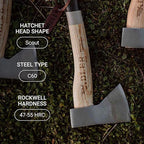 The Scout Hatchet - Compact German Made Camping & Backpacking Hatchet, 11.8" Ash Handle with Anti-Slip Grip, 0.88 lb Lightweight Design, Premium Leather Sheath (Red Stripe)