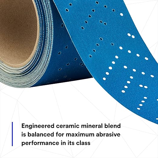 3M Hookit Blue Abrasive Sheet Roll, 36187, Multi-Hole, 2.75 in x 13 yd, 80+ Grade, Automotive Sanding Roll Sandpaper for Coating Removal, Body Repair, Auto Sanding