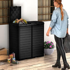 Vixzen 68Gallon Outdoor Trash Can with Lid,Waterproof Resin Waste Bin,Lightweight,Large Sturdy Garbage Bin for Patio,Kitchen,Backyard,Black