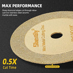 2 Inch Diamond Cut Off Wheel - 5Pack - W1/4" Arbor Hole Diamond Cutting Wheel for for Metal & Stainless Steel, Nuts, Bolts, Screws, Ceramic, Glass, PVC Cutter