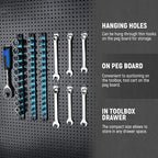 ALOANES Magnetic Socket Organizer Set, 3-Piece Heavy Duty Aluminum Holder Rail for Tool Box, 360 Swivel Clips Rack 1/4, 3/8, 1/2-Inch x 40 Clips (Aqua Blue)