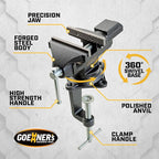[Upgraded Version] Multi-Purpose Bench Vise 3.3", Table Vice For Workbench, Universal Clamping Vise With Heavy Duty Cast Iron, Multi-Jaw, Swivel Base, Easy Adjustment for Woodworking (3.3 Inch)