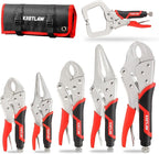 Vice Grips Pliers Set - 6-Piece Set Including 6-1/2" & 9-1/2" Long Nose, 5", 7" & 10" Curved Jaw, 6" C-Clamp Locking Pliers With Rolling Pouch