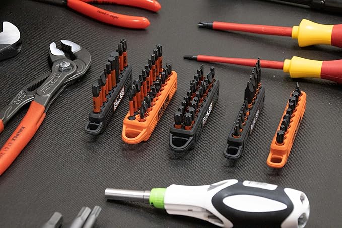 Screwdriver Bit Holder Storage Organizer – Railer 20-Hole Black Bit Holder with Carabiner