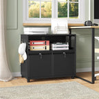 Mobile Filing Cabinet with Lock,Metal Lateral File cabinets Printer Stand with Storage Cabinets for Home Office,A4/F4/Letter (Black)