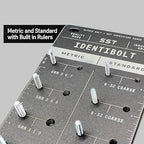 SST - Original Identibolt - Precise Threadchecker and Wall Mount - Imperial SAE and Metric Threads - 28 Nuts & Bolts Identifier - from #6 to ½ & 4mm to 14mm - in. and Cm. Rulers - Made in USA