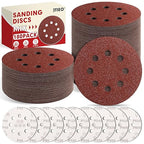 JTIEO 5 Inch Sanding Discs – 180 PCS Sandpaper Assortment for Orbital Sander Pads, Hook & Loop Sanding Pads, Round Sanding Disc Set for Random Orbital Sanders