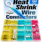 180Pcs Heat Shrink Wire Connectors Kit - Waterproof Marine Automotive Battery Electrical Crimp Terminals Set, Ring Fork Spade Butt Splices