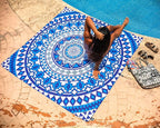 Elite Trend Microfiber Beach Towel for Adults with Bag - XXL 72x72 inch Lightweight Sand Free Quick Dry Towel for Travel, Swimming, Yoga, Camping (Blue Beauty)