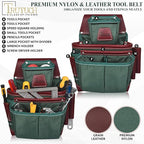 Nylon and Leather Tool Belt | Framing Tool Bags | Leather Tool Belts | Nylon Tool Pouch | Carpenter Tool Belt | Construction | Framers | Electrician (Green)
