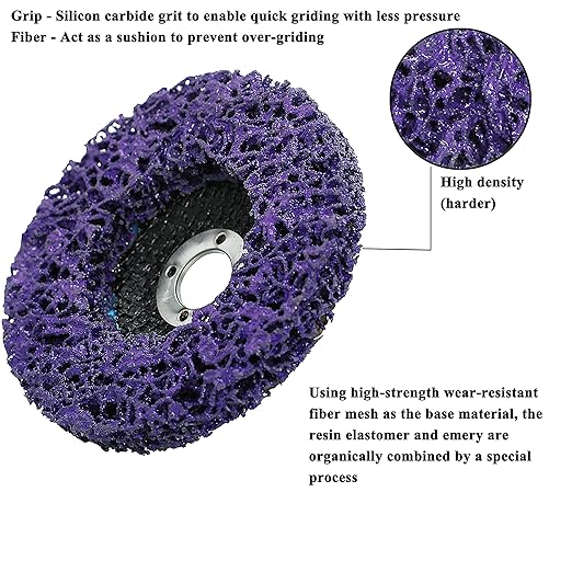 6 Pack 4” Strip Discs Rust Remover Wheel for Angle Grinders Clean and Remove Paint, Coating, Rust and Oxidation for Wood Metal Fiberglass Work Purple