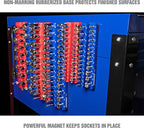 OEMTOOLS 22489 6 Pack Set Metric and SAE Magnetic Socket Organizers, Tool Box Socket Organizer for 1/4, 3/8, and 1/2 Inch Drive Sockets, Red and Blue
