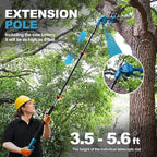 2-IN-1 Cordless 12 Inch Pole saw & Mini Chainsaw, 1* Max 20V 6Ah Battery, 15ft Max Reach, Electric Pole Saws for Tree Trimming, Branch Cutting