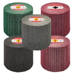 Non-Woven Wire Drawing Flap Wheel, 120x100mm, for Stainless Steel Satin Finishing and Metal Surface Treatment, Conditioning Drum Buffin for Burnishing Polishing Machine (240-600 Grit Set)