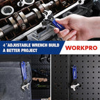 WORKPRO 4-Inch Mini Adjustable Wrench, Cr-V Steel Wide Jaw Black Oxide Wrench for Small Nuts, Metric & SAE Scales, for Home, Workshop and DIY