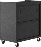 Manhattan Comfort Fortress Rolling 2 Door Garage Storage Cabinet, Black/Gray