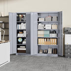 SUNCROWN 72" Metal Storage Cabinet - Heavy-Duty Metal Garage Cabinet with 4 Adjustable Shelves & 2 Doors for Tools, Office, Home, Workshop,Cement Grey-Small