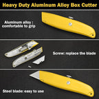 Reginary 30 Pcs Box Cutter Bulk Retractable Blade Utility Knife Heavy Duty Aluminum Alloy Razor Shell Knife for Cartons, Cardboard and Boxes, DIY, Factory, Home(Black, Yellow, Red)