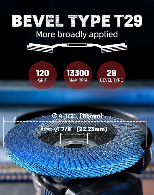 EZARC Flap Discs 120 Grit, 4.5" x 7/8" High Density Jumbo Zirconia Flap Sanding Disc Type 29 for Sanding, Rust Removal, Finishing, Grinding, Deburring (12 Pack)