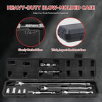 10-Piece Breaker Set - 3/8", "1/2", "1/4" Breaker Bars, 180 Rotatable Head, 3 Extension Bars, 6"-15" Lengths, Organizer Case