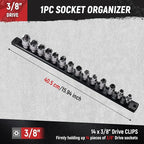 ALOANES Magnetic Socket Organizer, 3/8-Inch Drive Aluminum Socket Holder Socket Tray, Heavy Duty Socket Rail Organizer for Tool Box Drawer, 360°Swivel Clips Socket Rack 3/8-Inch x 14 Clips (Black)