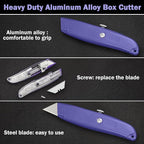 Reginary 20 Pcs Box Cutter Bulk Retractable Utility Knife Heavy Duty Aluminum Alloy Razor Knife for Cardboard Box Carton Opener for DIY, Factory, Home Office(Purple)