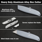 Reginary 20 Pcs Box Cutter Bulk Retractable Utility Knife Heavy Duty Aluminum Alloy Razor Knife for Cardboard Box Carton Opener for DIY, Factory, Home Office(Silver)