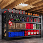 68” W Metal Shelf Heavy Duty, 8000LBS Metal Garage Shelving Units, 4 Tier Storage rack shelves, Steel Industrial Shelving , Adjustable Standing Shelf for Basement/Warehouse 68"W x 24"D x 64"H, Black
