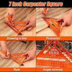 4Pcs Woodworking Tools -7''Aluminum Rafter Square,12''Adjustable Protractor Angle Finder,10'Woodworking Square Ruler and T-Bevel Gauge-1/16 Precision…