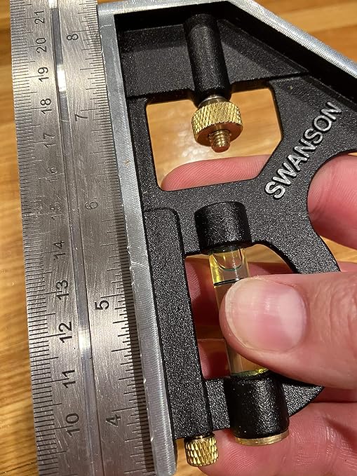 Swanson Tool Co TC132 12-Inch Combo Square with Cast Zinc Body, Stainless Steel Ruler and Brass Bolt