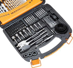 Amazon Basics Drill & Driver Multi Bit Set, Alloy Steel Wood Straight Drill Bits, for Metal, Wood, Plastic, Masonry, with Storage Case, 100-Piece