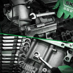 SK Reversible Ratcheting Wrench Set, Combination Wrench Set, 12-Piece, Metric 8-19 mm, 72-Tooth, Premium CR-V Construction, with Rack Organizer