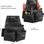 Heavy Duty 19 Pocket Leather Tool Belt Multipurpose Pockets Work Organizer Pouch Framing Fat Lip Tool Holder for Carpenter, Construction, Handyman, and Electrician Tool Belt Set
