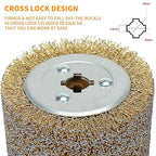 120x100mm Copper Plated Steel Wire Brush Wheel Surface Conditioning Tool 4.7" x 4" with 3/4" Quad Keyway for Surface Finishing of Stainless Steel, Aluminum, Metal and Wood (0.5 Wire)