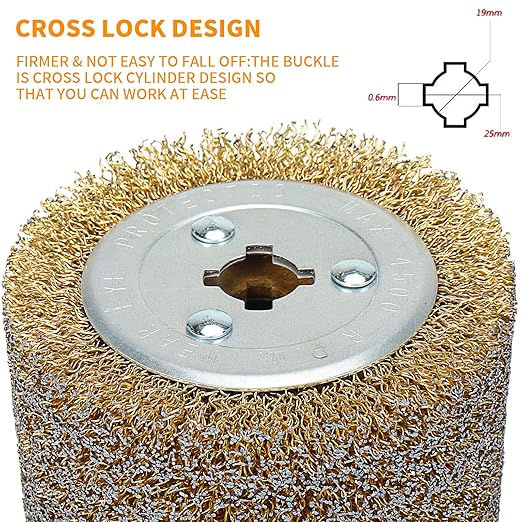 120x100mm Copper Plated Steel Wire Brush Wheel Surface Conditioning Tool 4.7" x 4" with 3/4" Quad Keyway for Surface Finishing of Stainless Steel, Aluminum, Metal and Wood (0.15 Wire)