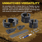 Off-Road ATV UTV Light Bar Mount Mounting Bracket Mini Bar Clamp Kit [0.75"/1"/1.25" Inch] [360-Degree] [2 Stud Sizes] [Aluminium] [1 Unit] Bull Bar Roll Bar Clamp Roll Cage Clamps Mount For ATV UTV